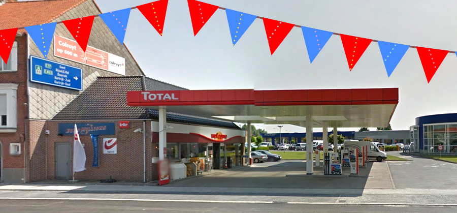 Feest bij Kortrijks tankstation Total